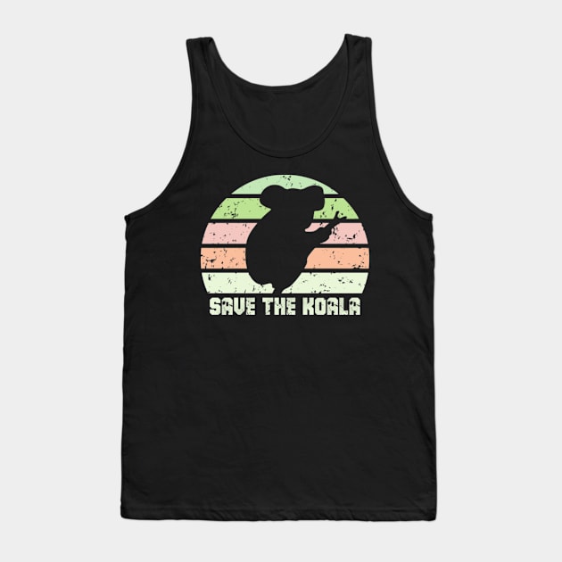 Save the Koala Vintage Retro Animal Lovers Gift Tank Top by rooseveltmanthez